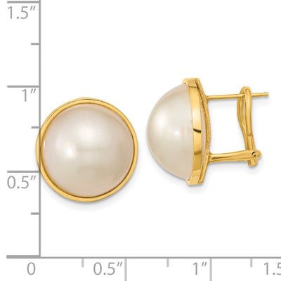 14K White Mabe Saltwater Cultured Pearl Omega Back Earrings