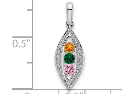 14K white gold diamond family pendant, synthetic stone, further view
