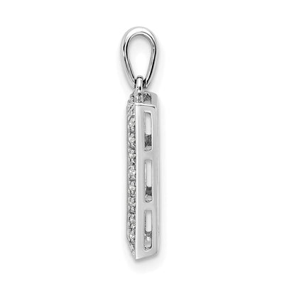 14Kw Family Jewelry Synthetic Stone & Diamond Set Pendant, 19 x 7mm