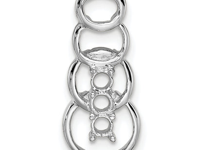 14k White Gold 3 Stone Family Pendant Mounting, 20 x 8mm