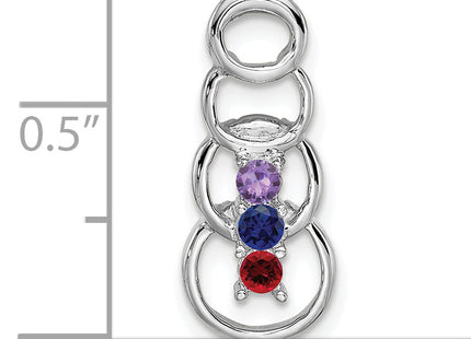 14k White Gold 3 Stone Family Pendant Mounting, 20 x 8mm