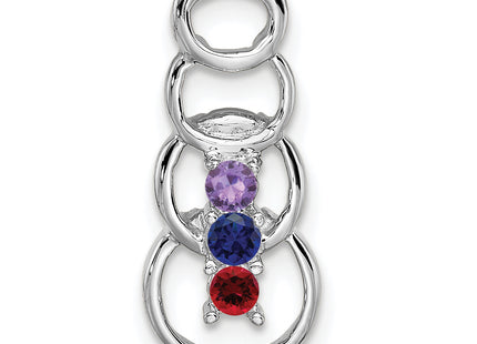 14k White Gold 3 Stone Family Pendant Mounting, 20 x 8mm
