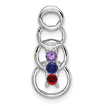 14K White Gold 3 Synthetic Stone Family Pendant, 20 x 8mm view