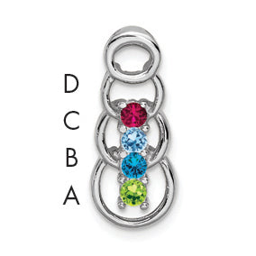 14k White Gold 4 Stone Family Pendant Mounting, 20 x 8mm
