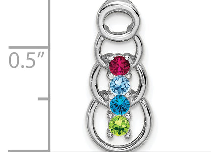 14k White Gold 4 Stone Family Pendant Mounting, 20 x 8mm