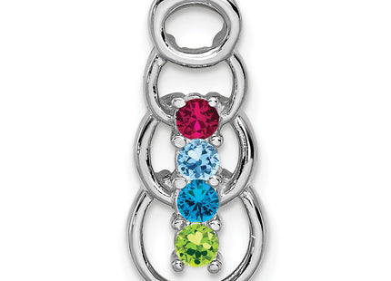 14k White Gold 4 Stone Family Pendant Mounting, 20 x 8mm