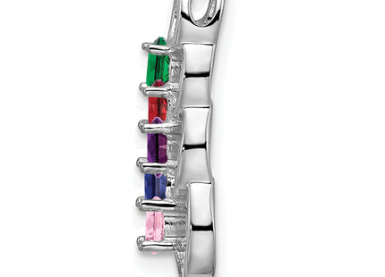 14k White Gold 5 Stone Family Pendant Mounting, 20 x 8mm