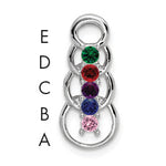 14K White Gold 5 Genuine Stone Family Pendant, 20 x 8mm view