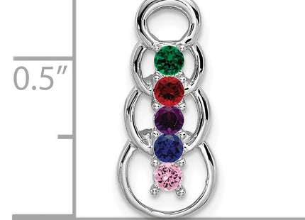 14k White Gold 5 Stone Family Pendant Mounting, 20 x 8mm
