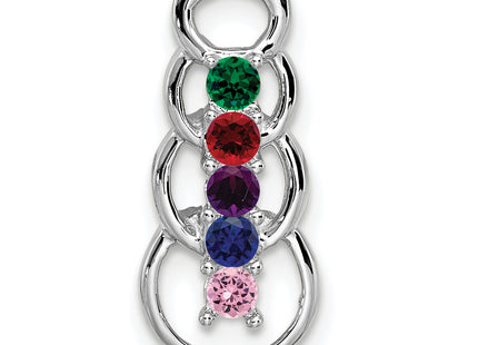 14k White Gold 5 Stone Family Pendant Mounting, 20 x 8mm
