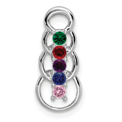14K White Gold 5 Stone Family Pendant Mounting, 20 x 8mm