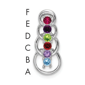 14k White Gold 6 Stone Family Pendant Mounting, 20 x 8mm