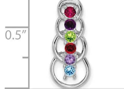 14k White Gold 6 Stone Family Pendant Mounting, 20 x 8mm