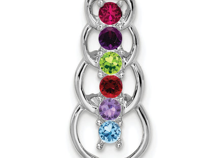 14k White Gold 6 Stone Family Pendant Mounting, 20 x 8mm