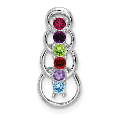 14K White Gold 6 Stone Family Pendant Mounting, 20 x 8mm
