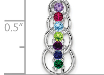 14k White Gold 7 Stone Family Pendant Mounting, 20 x 8mm