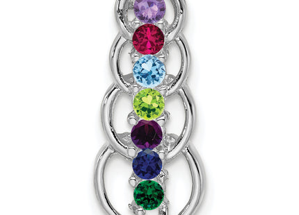 14k White Gold 7 Stone Family Pendant Mounting, 20 x 8mm