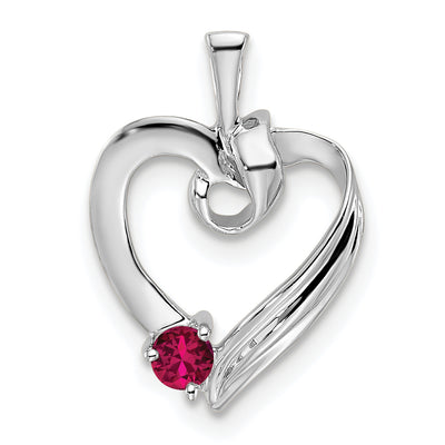 14K White Gold 1 Synthetic Stone Family Pendant, 19 x 13mm