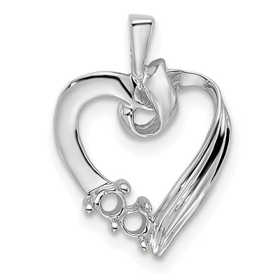 14K White Gold 2 Synthetic Stone Family Pendant, 19 x 13mm