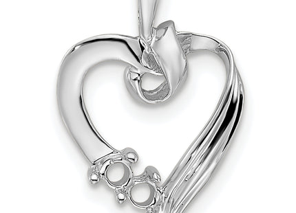 14k White Gold 2 Stone Family Pendant Mounting, 19 x 13mm