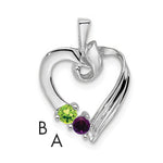 14K White Gold 2 Genuine Stone Family Pendant, 19 x 13mm view