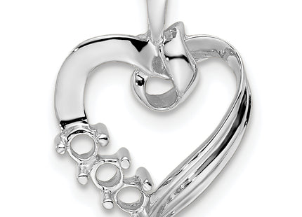 14k White Gold 3 Stone Family Pendant Mounting, 19 x 13mm