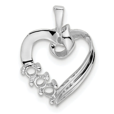 14K White Gold 3 Synthetic Stone Family Pendant, 19 x 13mm