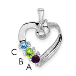 14K White Gold 3 Synthetic Stone Family Pendant, 19 x 13mm view