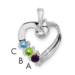 14k White Gold 3 Stone Family Pendant Mounting, 19 x 13mm