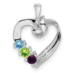 14K White Gold 3 Synthetic Stone Family Pendant, 19 x 13mm view