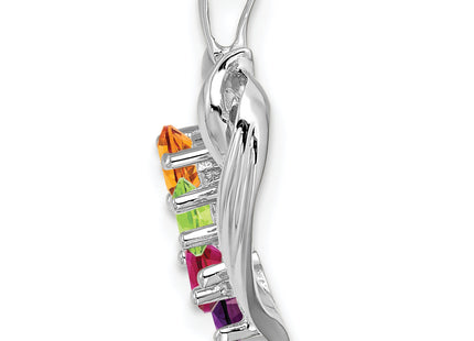 14k White Gold 4 Stone Family Pendant Mounting, 19 x 13mm