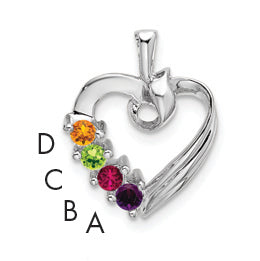 14k White Gold 4 Stone Family Pendant Mounting, 19 x 13mm