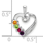 14K White Gold 4 Genuine Stone Family Pendant, 19 x 13mm view