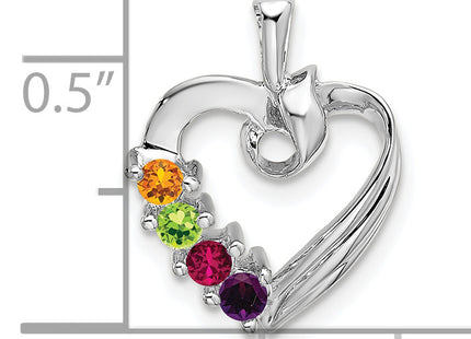 14k White Gold 4 Stone Family Pendant Mounting, 19 x 13mm