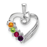 14K White Gold 4 Genuine Stone Family Pendant, 19 x 13mm view