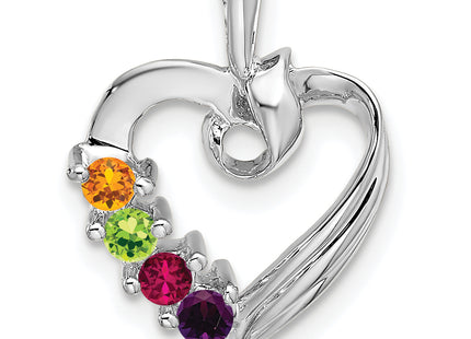 14k White Gold 4 Stone Family Pendant Mounting, 19 x 13mm