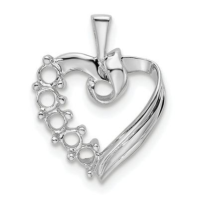 14K White Gold 5 Synthetic Stone Family Pendant, 19 x 13mm
