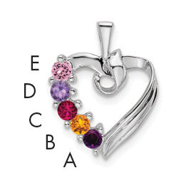 14k White Gold 5 Stone Family Pendant Mounting, 19 x 13mm