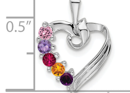 14k White Gold 5 Stone Family Pendant Mounting, 19 x 13mm