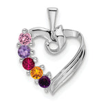 14K White Gold 5 Synthetic Stone Family Pendant, 19 x 13mm view