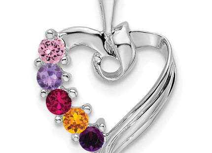 14k White Gold 5 Stone Family Pendant Mounting, 19 x 13mm