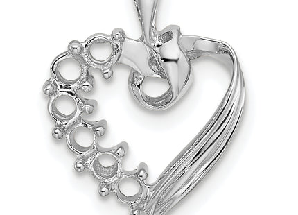 14k White Gold 6 Stone Family Pendant Mounting, 19 x 13mm