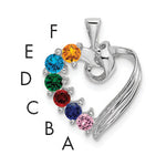 14K White Gold 6 Synthetic Stone Family Pendant, 19 x 13mm view