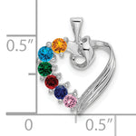 14K White Gold 6 Genuine Stone Family Pendant, 19 x 13mm view