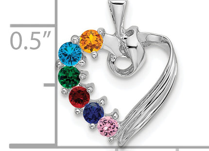 14k White Gold 6 Stone Family Pendant Mounting, 19 x 13mm