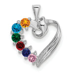 14K White Gold 6 Genuine Stone Family Pendant, 19 x 13mm view