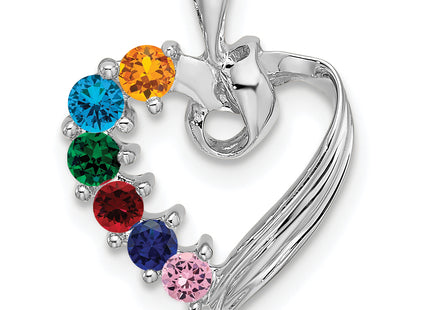 14k White Gold 6 Stone Family Pendant Mounting, 19 x 13mm