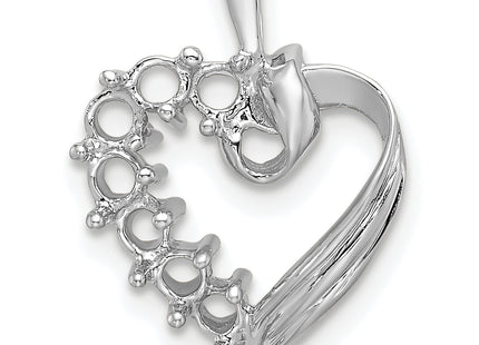 14k White Gold 7 Stone Family Pendant Mounting, 19 x 13mm