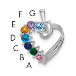 14K White Gold 7 Genuine Stone Family Pendant, 19 x 13mm view