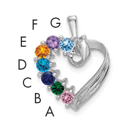 14k White Gold 7 Stone Family Pendant Mounting, 19 x 13mm